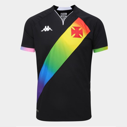 Camisa Vasco I 23/24 LGBTQIA+ Kappa Masculina - Preto+Branco