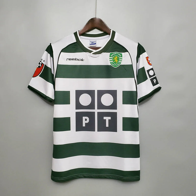 Camisa Retrô Sporting l 2001/02 - Verde e Branca - Reebok