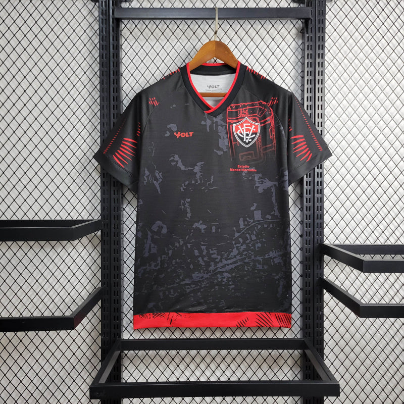 Camisa Vitória Pré-Jogo 24/25 - Preta e Vermelha - Volt - Masculina