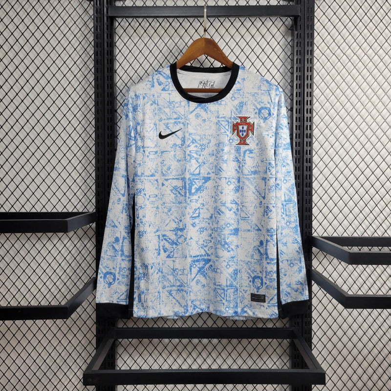 Camisa Manga Longa Seleção de Portugal ll 24/25 - Azul - Nike - Masculina