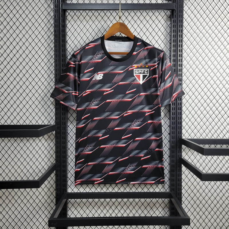 Camisa São Paulo Treino 24/25 - Preta, Vermelha e Branca - New Balance - Masculina