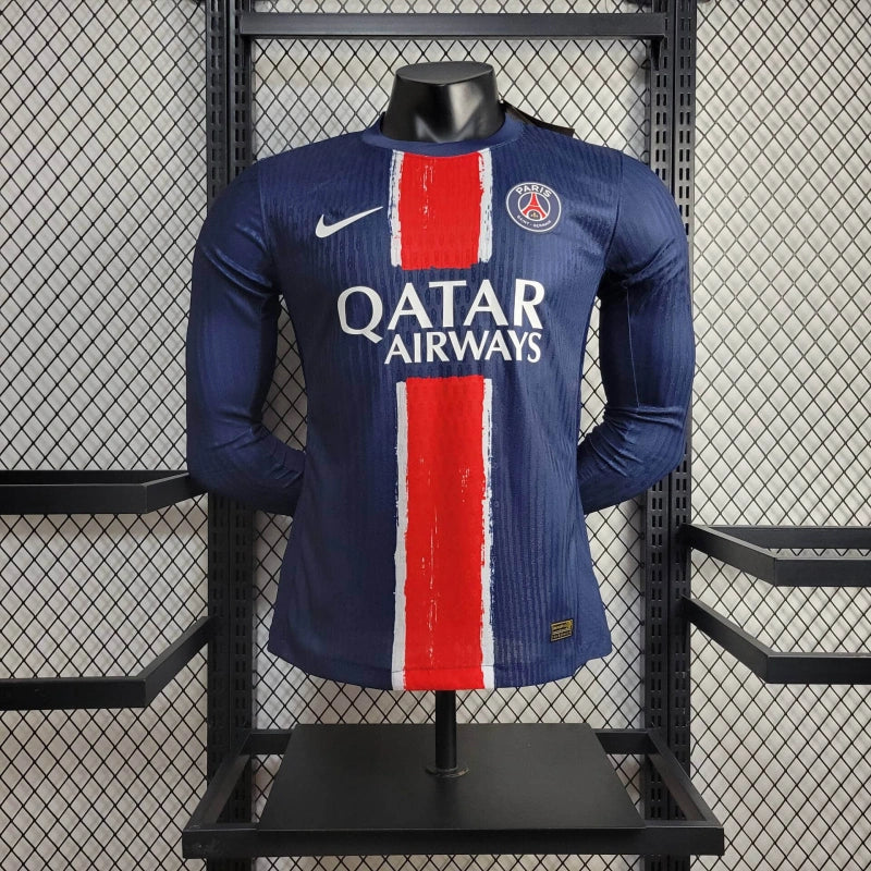 Camisa Manga Longa PSG l 24/25 - Versão -Jogador -Azul e Vermelho - Nike - Masculina