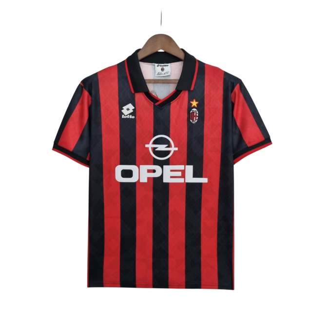 Camisa Milan Retrô 95/96 Preta e Vermelha - Lotto