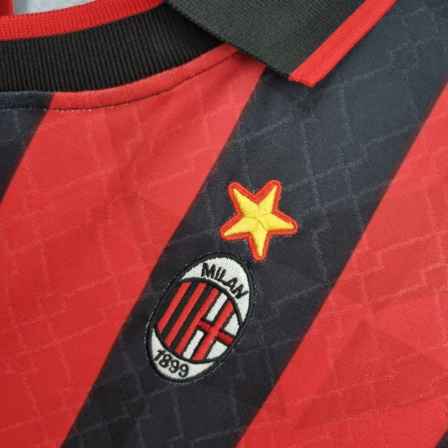 Camisa Milan Retrô 95/96 Preta e Vermelha - Lotto