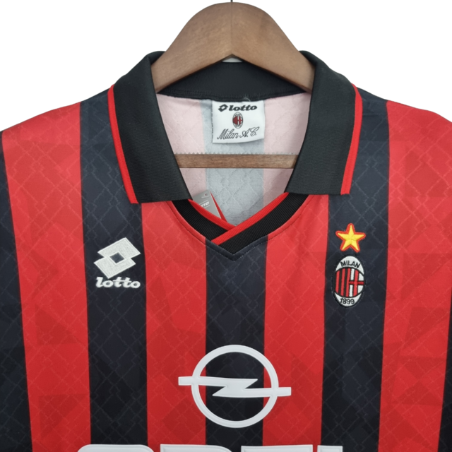 Camisa Milan Retrô 95/96 Preta e Vermelha - Lotto