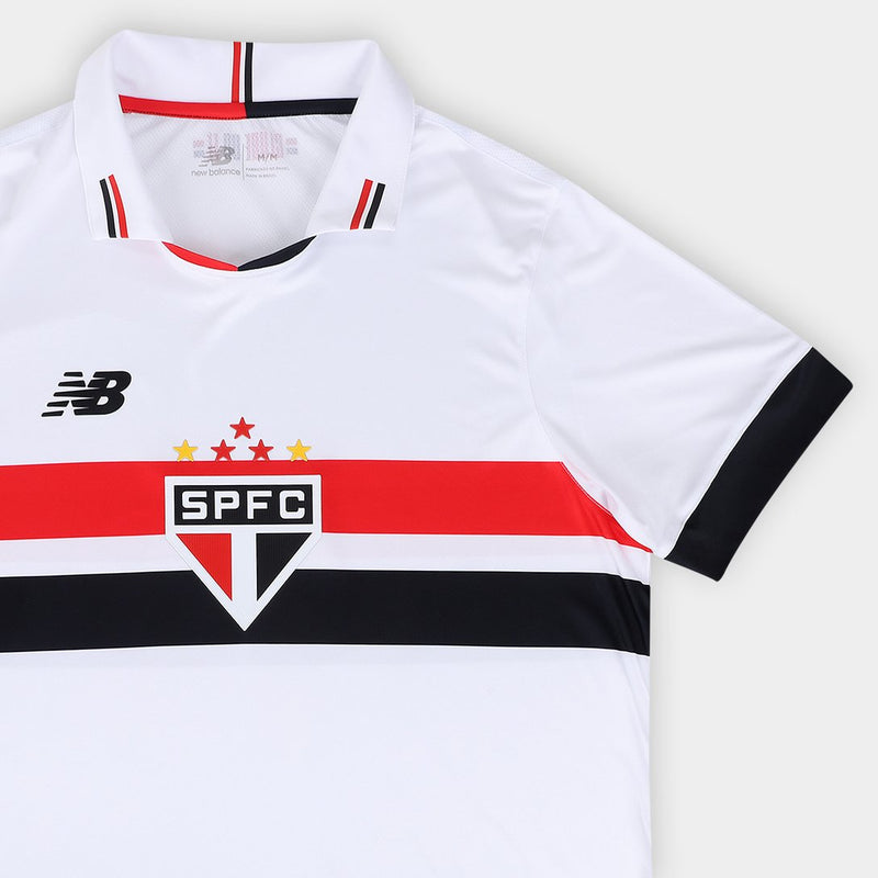 Camisa São Paulo I 24/25 Torcedor New Balance Feminina - Branco e Vermelho