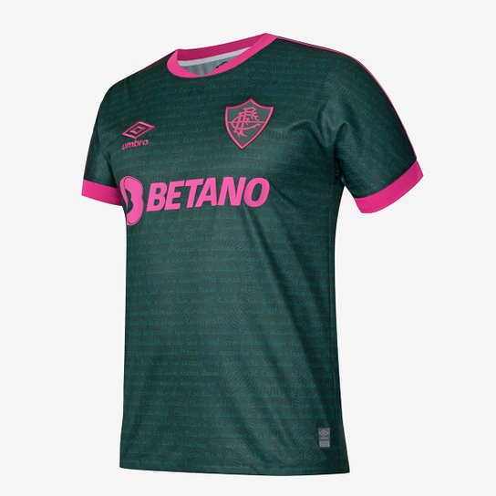 Camisa Fluminense III 23/24 Torcedor Umbro Masculina - Verde e Rosa