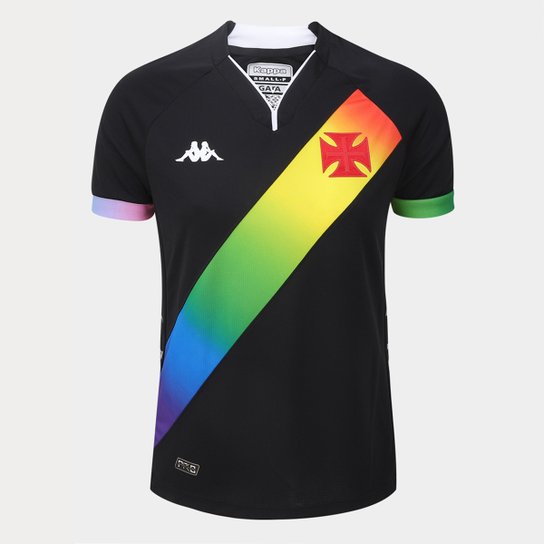 Camisa Vasco I 23/24 LGBTQIA+ Kappa Feminina - Preto+Branco