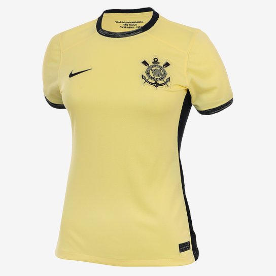 Camisa Corinthians III 23/24 Torcedor Nike Feminina - Preto e Dourado