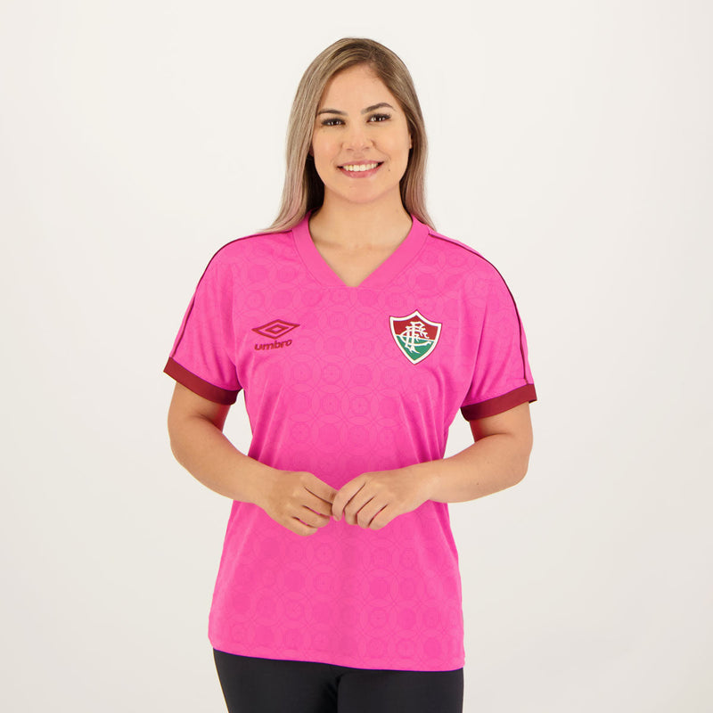 Camisa Fluminense 23/24 Outubro Rosa Umbro Feminina - Rosa e Vinho