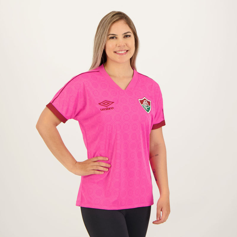 Camisa Fluminense 23/24 Outubro Rosa Umbro Feminina - Rosa e Vinho