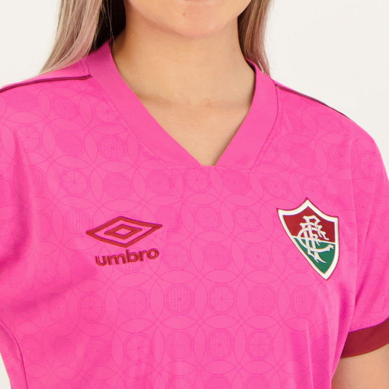 Camisa Fluminense 23/24 Outubro Rosa Umbro Feminina - Rosa e Vinho