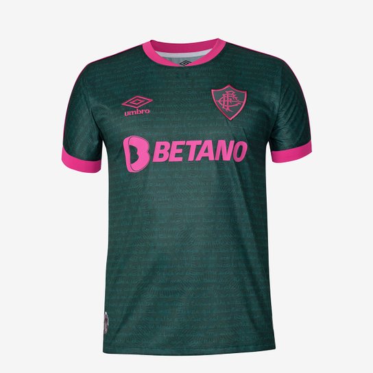 Camisa Fluminense III 23/24 Torcedor Umbro Masculina - Verde e Rosa