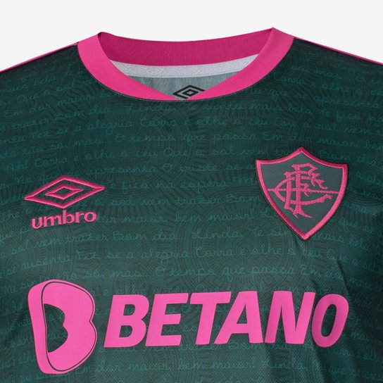 Camisa Fluminense III 23/24 Torcedor Umbro Masculina - Verde e Rosa