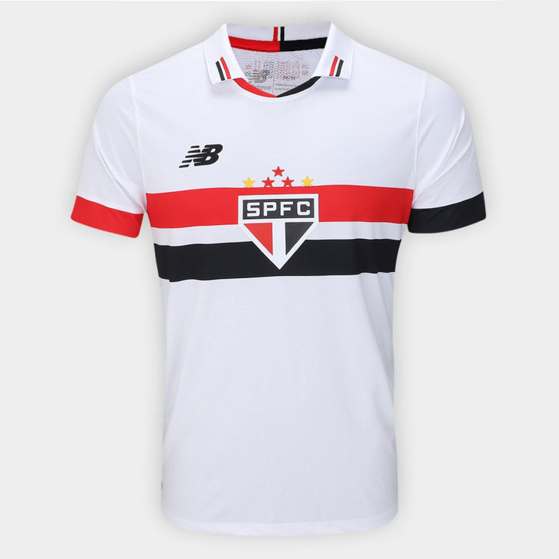 Camisa São Paulo I 24/25 Torcedor New Balance Masculina - Branco e Vermelho