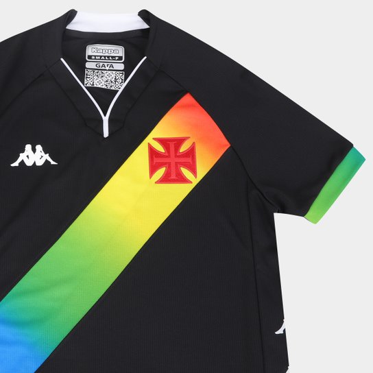 Camisa Vasco I 23/24 LGBTQIA+ Kappa Feminina - Preto+Branco